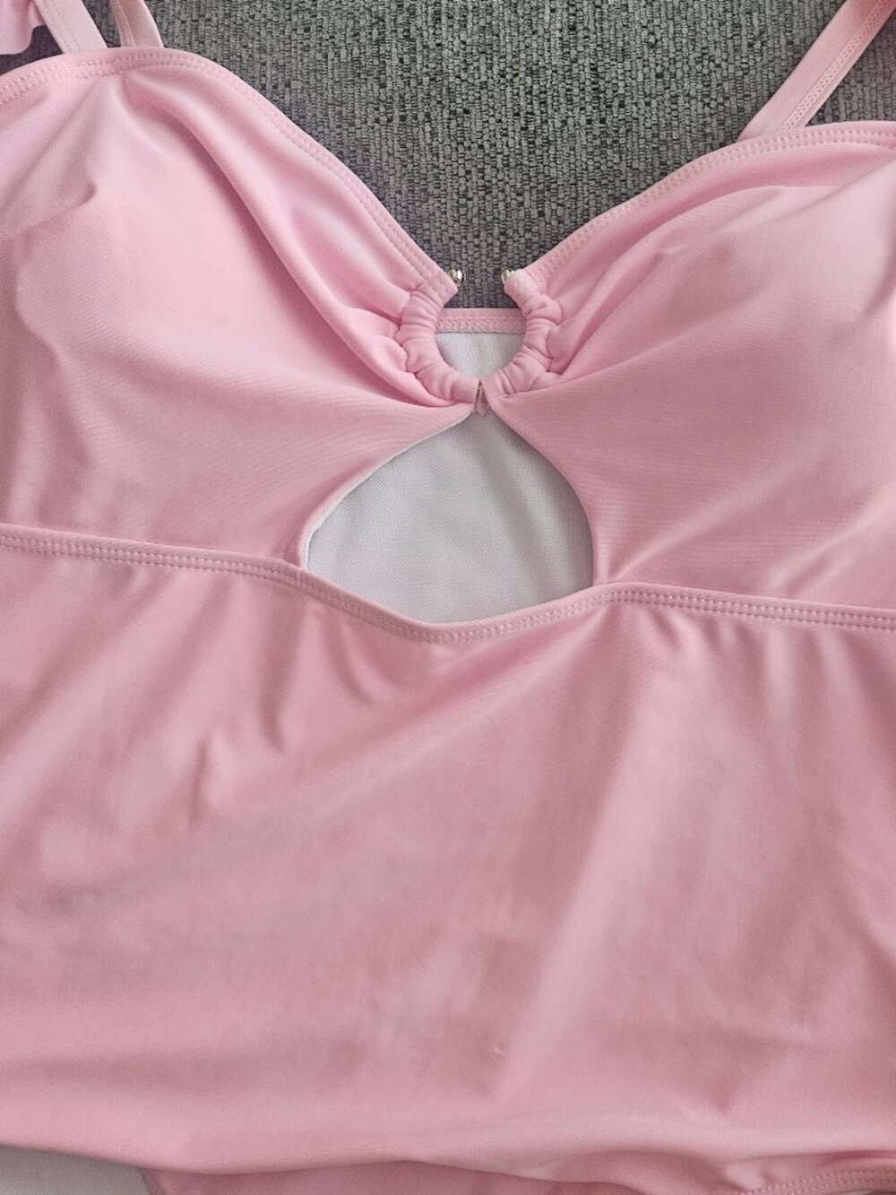 Pastel pink lined padded Vacay Beach Pool Cruise NWOT boho one piece strap 2X